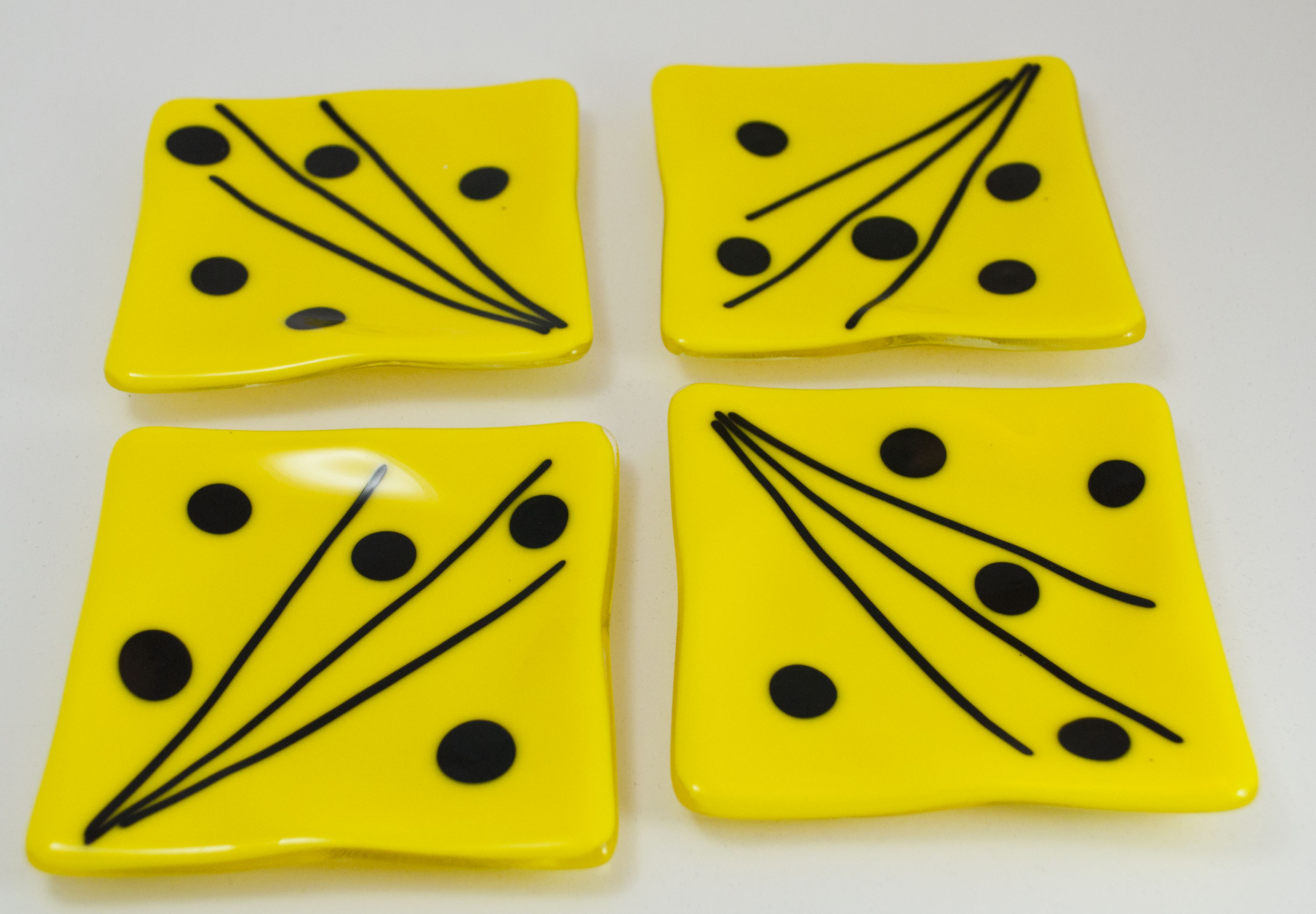 Yellow with black dots coasters