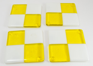 Thumb yellow white square coasters
