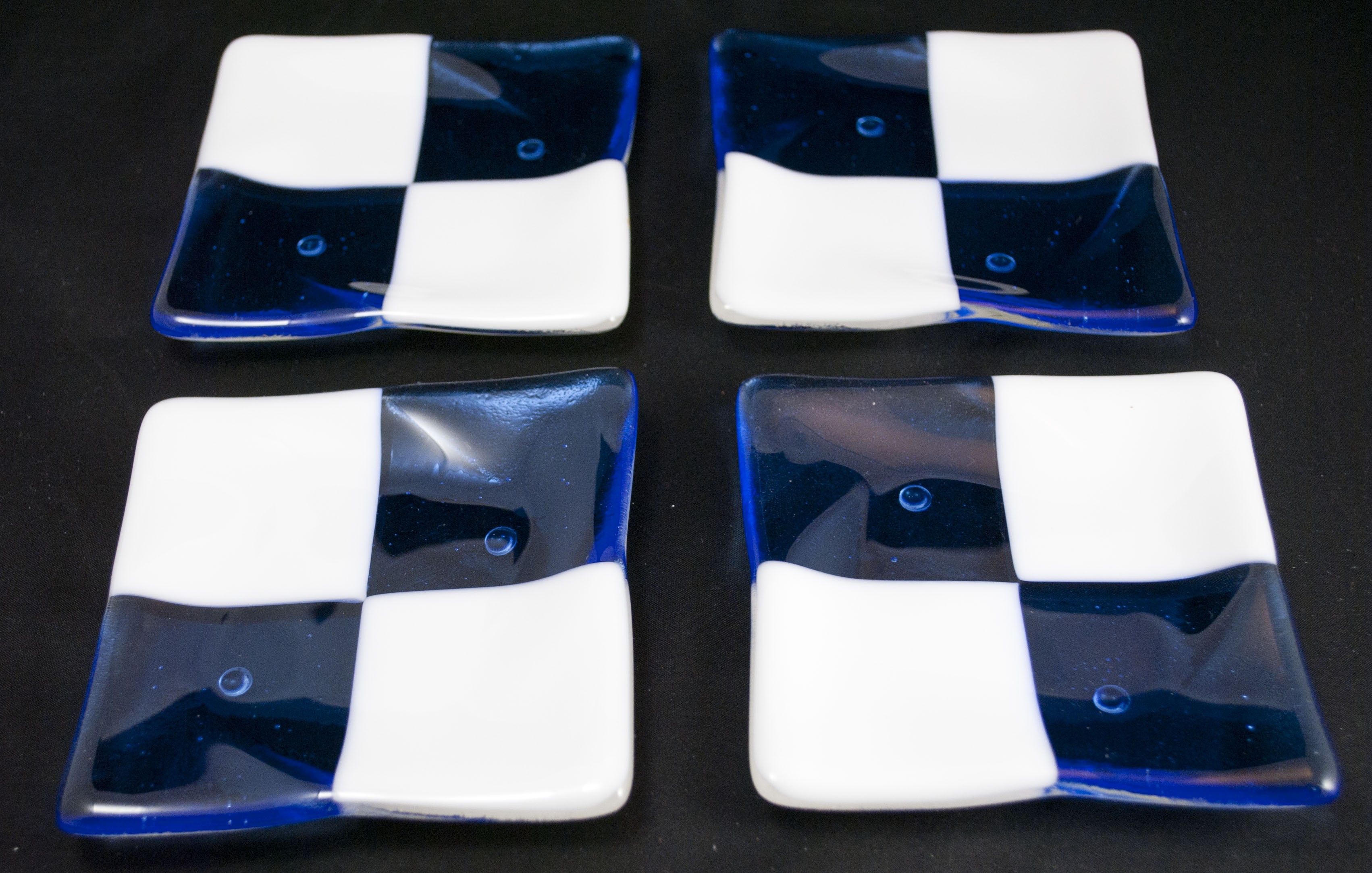 White blue square coasters